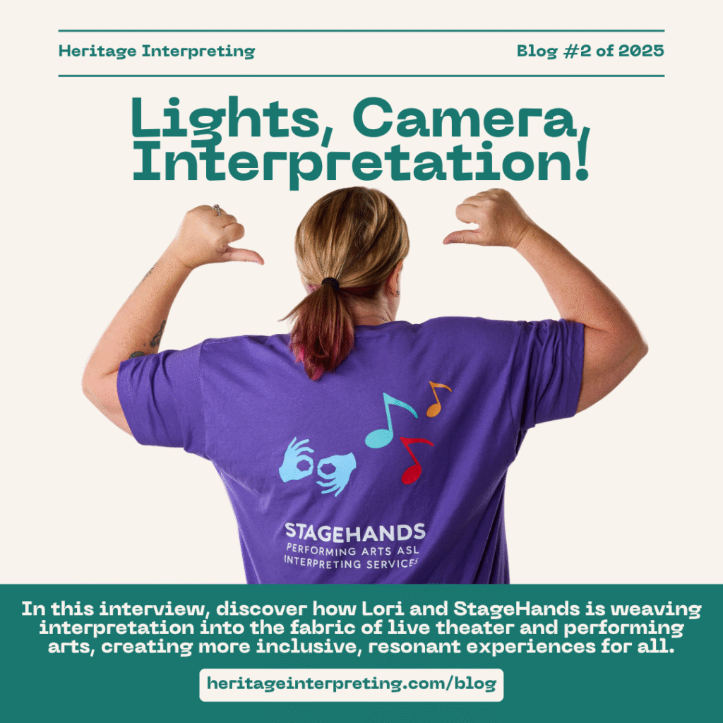 A flyer of our blog issue showing a woman standing backwards, with thumbs showing the company shirt